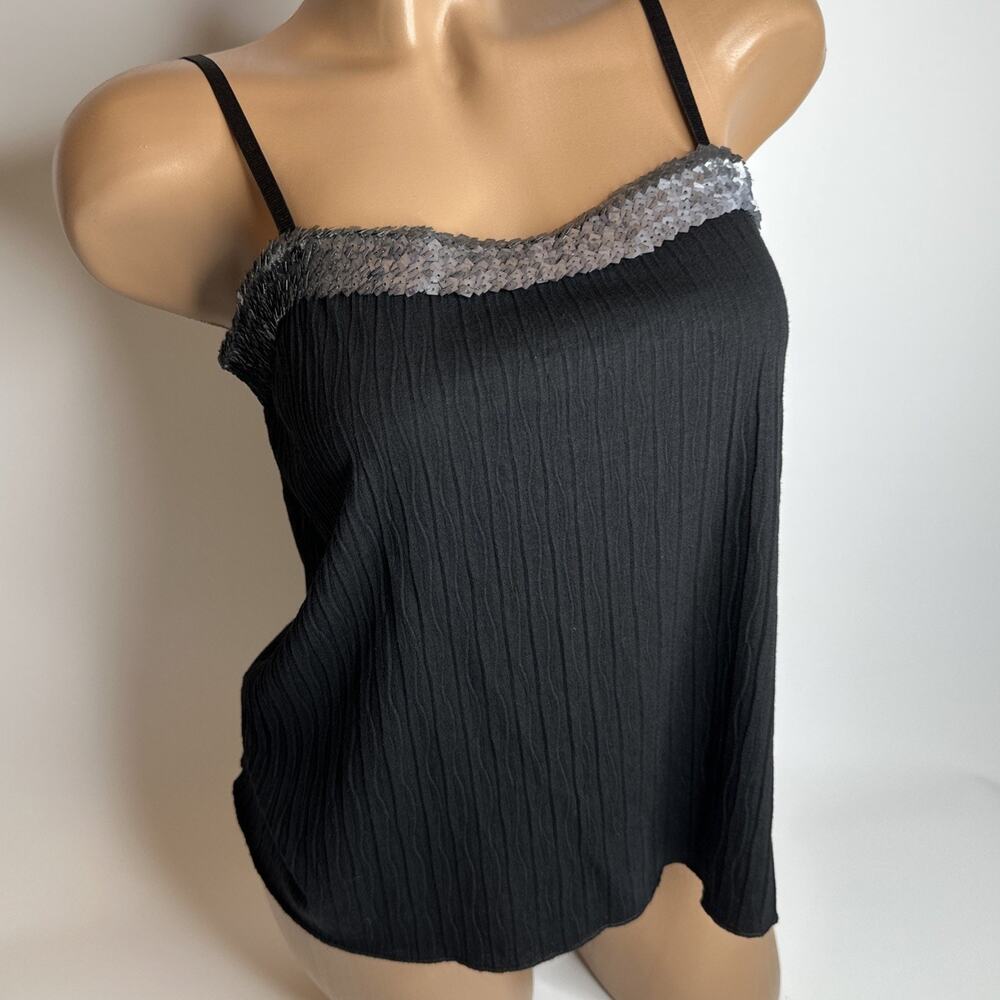Vintage Veeko Wanko Black Ribbed Sequin Camisole Top Women EU 36 US Small EUC